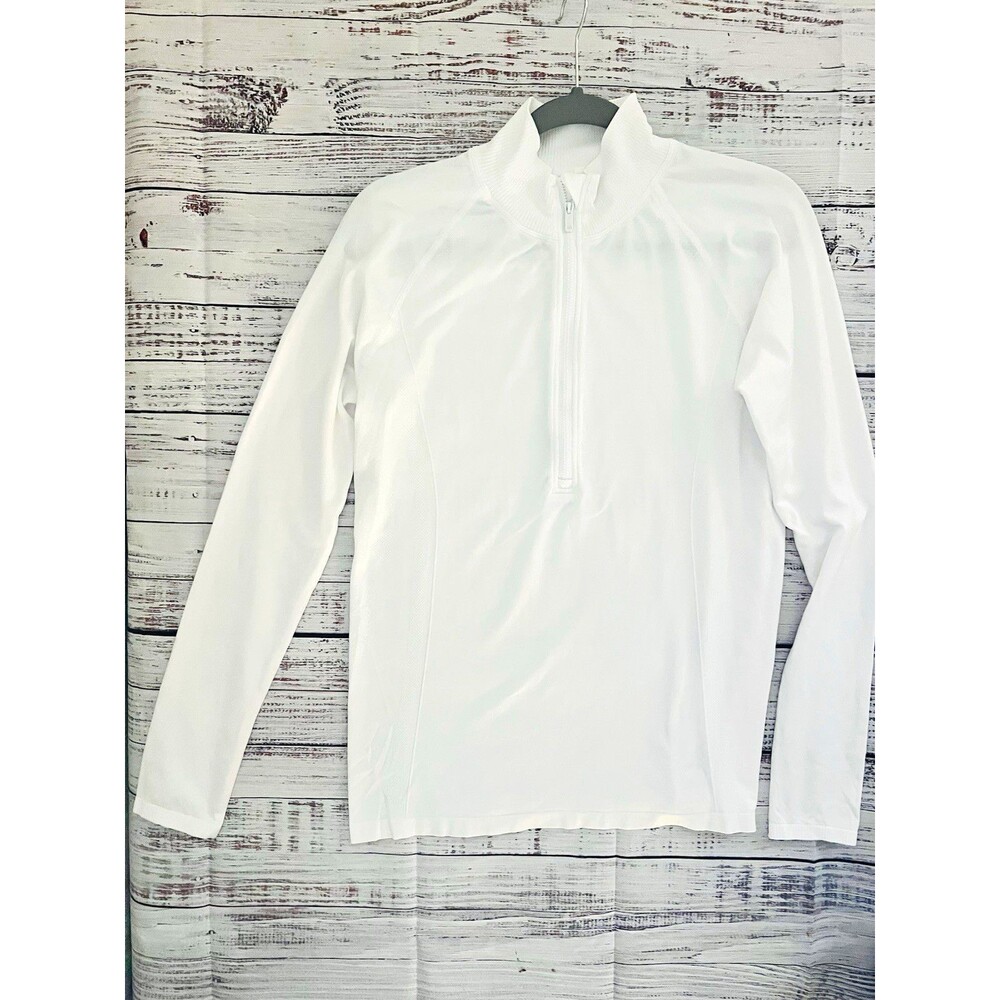 CALIA Women’s White 1/4 Zip Mock Neck Long Sleeve Stretch Pullover Top L